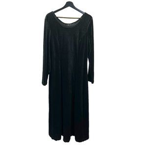 Vintage 90s Black Velvet Long Sleeve Full Length Dress 1X
